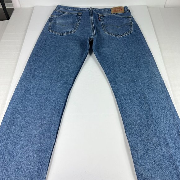 Levi's Jeans Men 36x32* 505 Regular Straight Blue Faded Whisker Denim Tag 36x34 - Picture 9 of 16